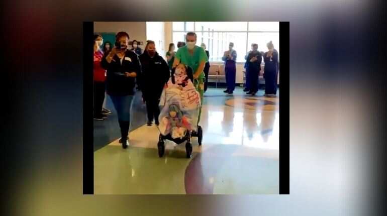 Four-year-old gets celebratory departure after she conquered hard battle against Covid-19