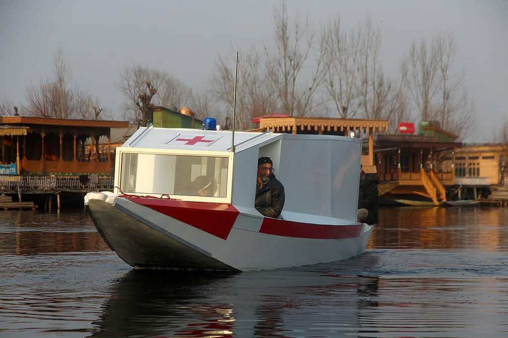 A boatmen named Tarik Ahmed built Kashmir's first floating ambulance