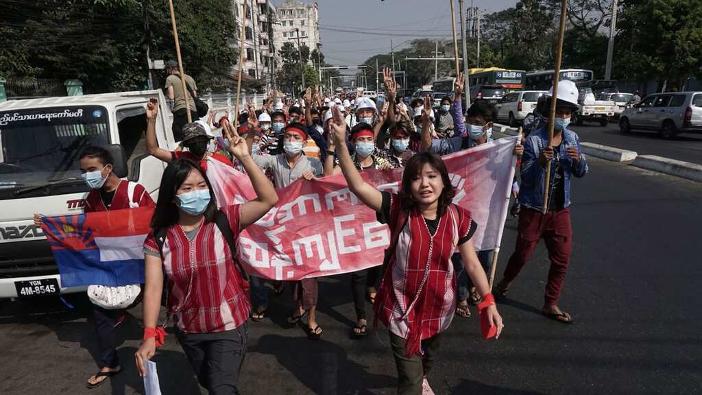The military in Myanmar is getting public dissent against the coup