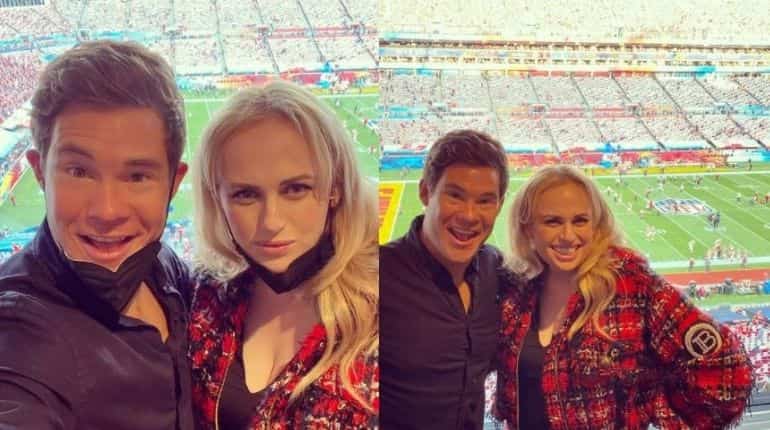 'Pitch Perfect' reunion! Rebel Wilson poses alongside co-star Adam Devine at Superbowl 2021