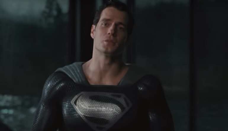 Zack Snyder's Justice League new clip sees Henry Cavill fly in a black Superman suit to meet Batman's Alfred