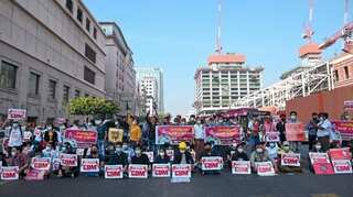 Protesters in Myanmar reconvene, reject military's claims of public support for coup