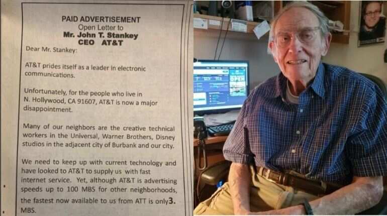 90-year-old man spends $10,000 on newspaper ads to complain about slow internet speed