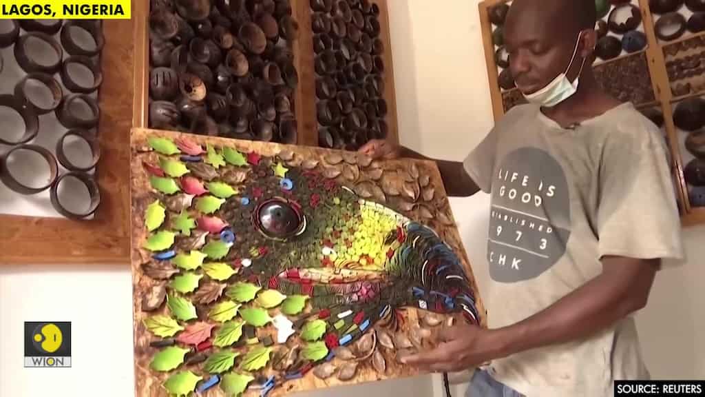 Nigerian sculptor transforms coconut shells into art