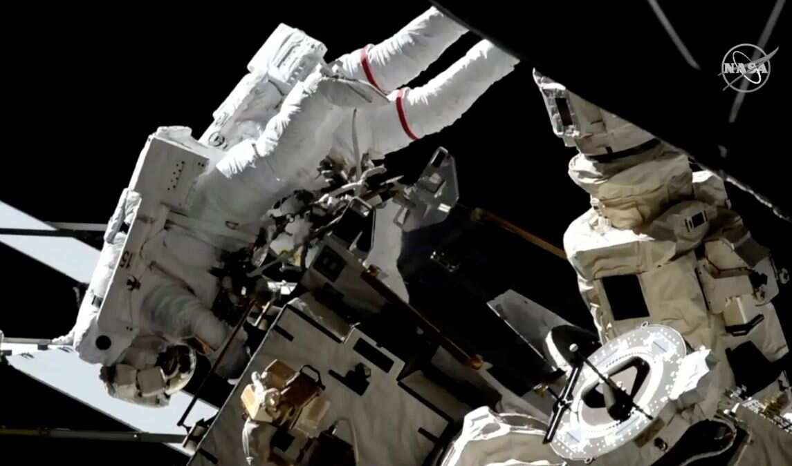 NASA astronauts begin spacewalk to upgrade station power system NASA astronauts begin spacewalk to upgrade station power system