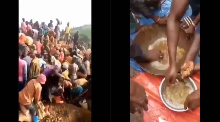 Watch: Mountain made of gold-rich ores found in DR Congo, locals rush in with shovels
