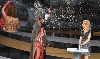 Actress Corinne Masiero strips at Cesar Awards to protest France's COVID-19 strategy