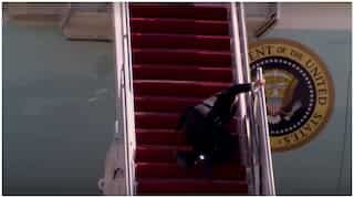 Joe Biden stumbles on the steps of Air Force One