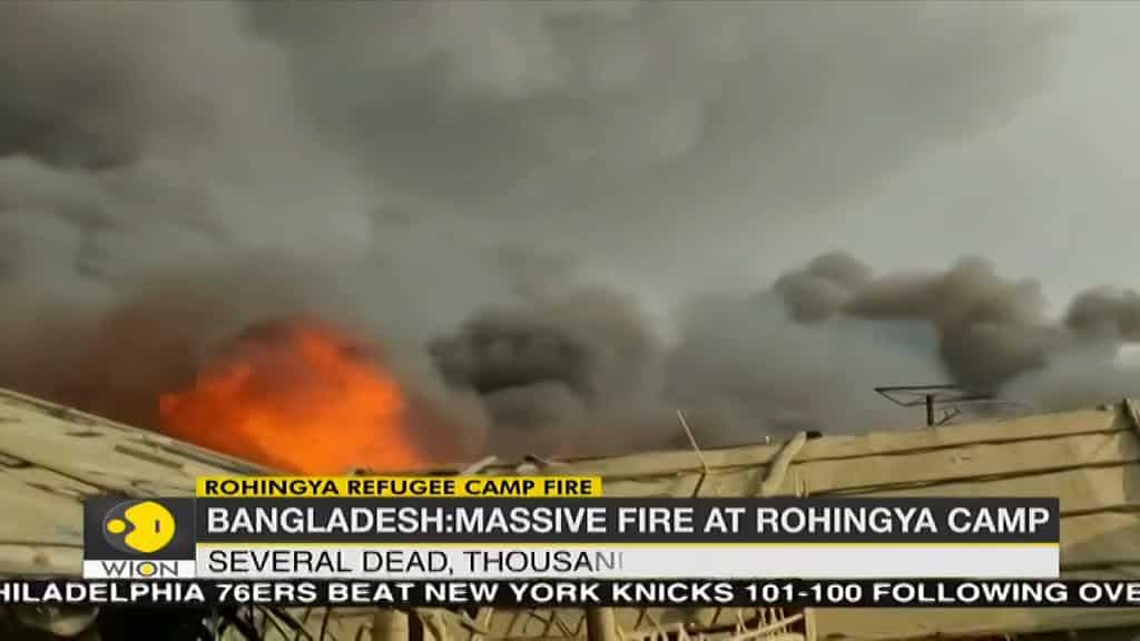 Thousands of homes burn as fire sweeps Rohingya camp