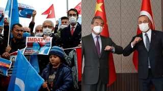 Uighur Muslims protest against treatment amid Chinese foreign minister's visit