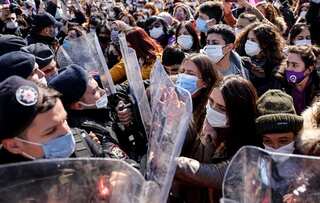 Women in Turkey protest over Erdogan’s decision to exit domestic violence treaty