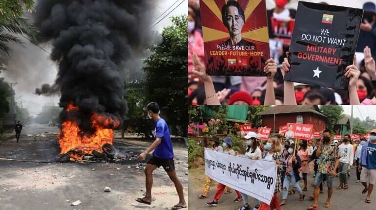 Myanmar military cracks down on protesters as junta leader in summit