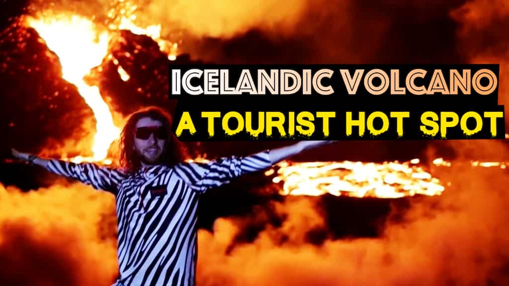 Playing volleyball or cooking hot dogs, spectacular 'lava show' draws visitors to Icelandic volcano