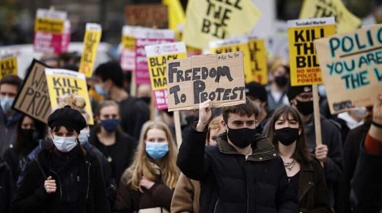 Hundreds join 'kill the bill' rallies across Britain against protest law