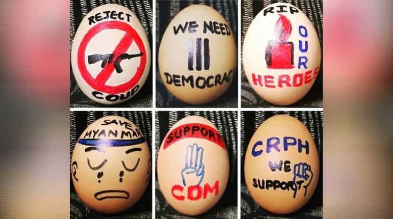 Art for freedom: Myanmar locals decorate Easter eggs with ...