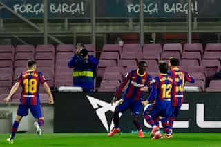 Barca edge closer to Atletico after late Dembele winner against Valladolid