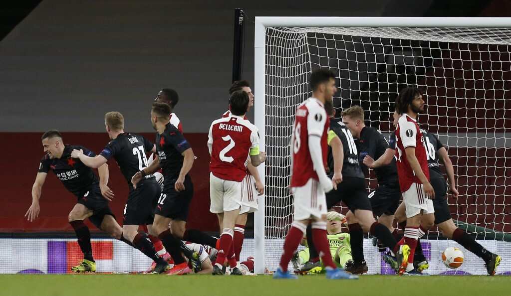 Last-gasp Slavia leave Arsenal's Europa League hopes in balance Last-gasp Slavia leave Arsenal's Europa League hopes in balance