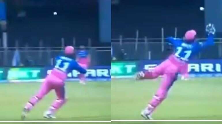 IPL 2021- WATCH: Sanju Samson's stunning one-handed catch against Delhi Capitals IPL 2021- WATCH: Sanju Samson's stunning one-handed catch against Delhi Capitals