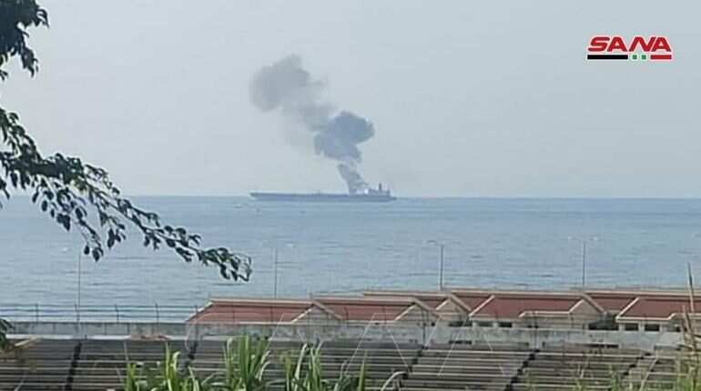 Iranian Oil tanker off Syria coast hit in suspected drone attack, three Syrians killed Iranian Oil tanker off Syria coast hit in suspected drone attack, three Syrians killed
