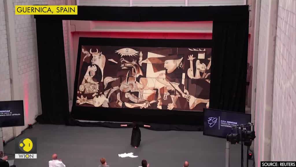 Giant chocolate Guernica 'painting' unveiled to mark the 84th anniversary of the bombing