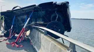 Heroic jump from man into water saves toddler after multivehicle crash