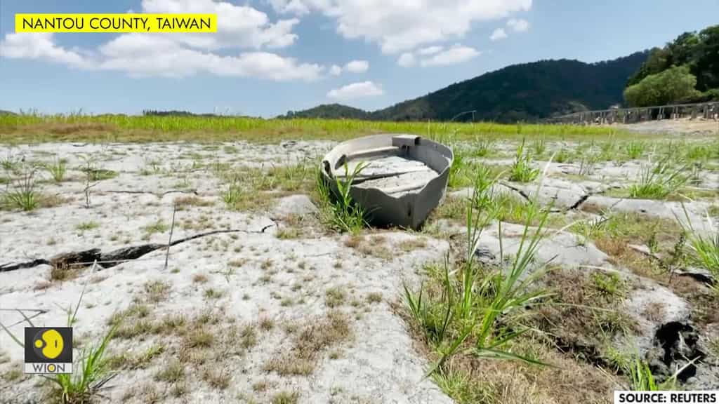 Giant lake in Taiwan shrinks amid record drought