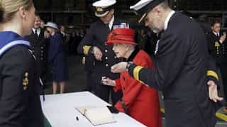UK's Queen Elizabeth visits new aircraft carrier before Asia voyage
