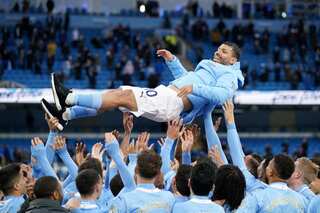Football: Record-breaking Sergio Aguero bids farewell to Etihad Stadium in style