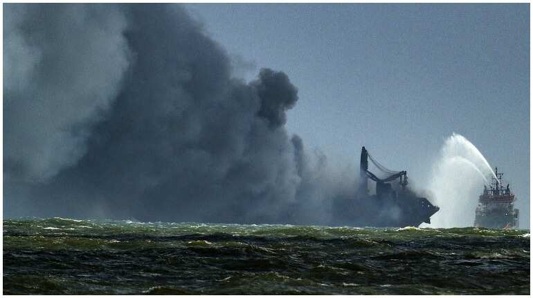 Firefighting on ship off Sri Lankan coast can take 'days', says navy chief