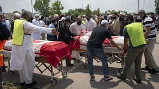 Muslim victims of truck attack given farewell with coffins draped in Canadian flags