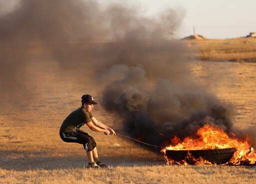 Tyres set on fire