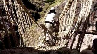 Peruvians re-weave 500 year old Inca rope bridge across river in Cusco heartland