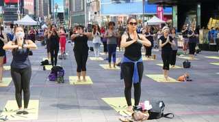 Times Square celebrates international yoga day with over 3,000 yogis