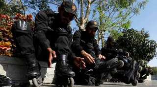 First they lace up their skates, then they fight terrorism