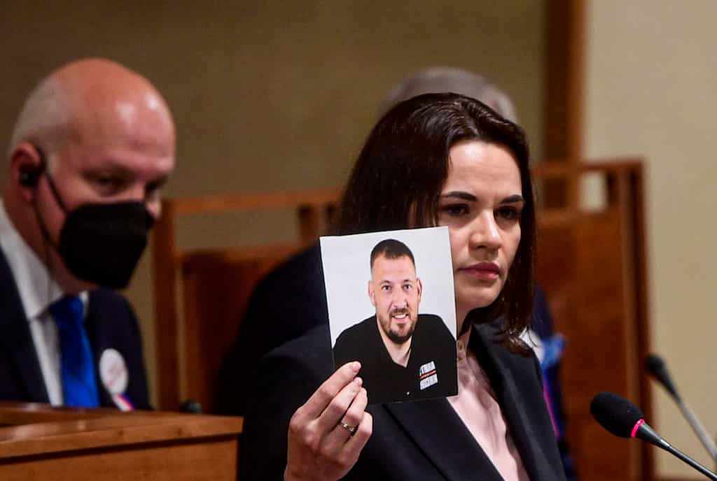 Husband of Belarusian opposition leader goes on trial