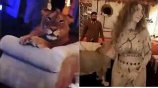 Watch: Pakistani social media influencer Susan Khan criticised for using lion as party prop