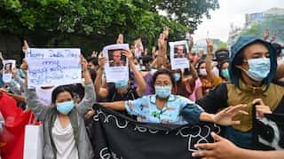Myanmar protesters burn junta leader's images on his birthday