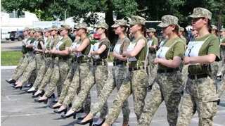 Watch: Ukraine's female soldiers made to march in heels