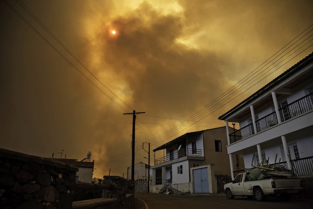 Smoke covers the sky