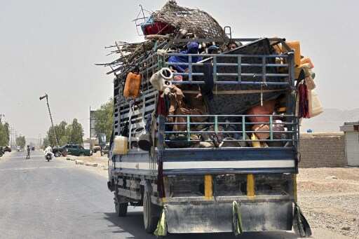 Displaced family flees