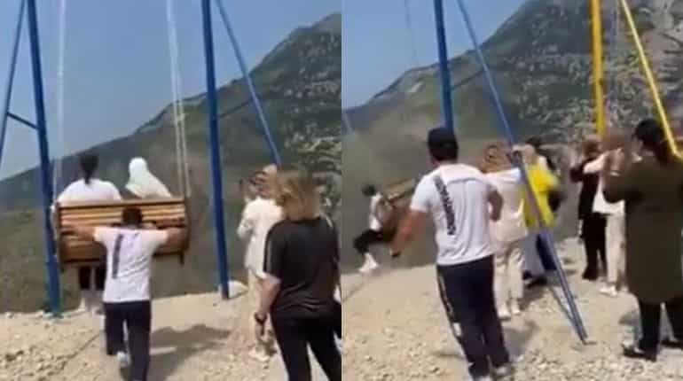 Watch: Two women almost plunge 6,300 feet at Sulak Canyon as cliff’s swing breaks 
