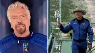 Richard Branson congratulates Jeff Bezos for successful space flight