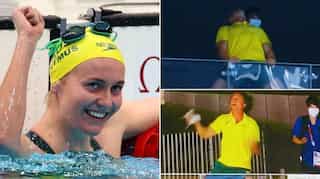Tokyo Olympics: Coach's wild celebration goes viral after Australian swimmer wins gold - Watch