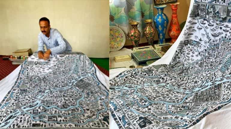 Award-winning paper mache artist makes Srinagar map masterpiece