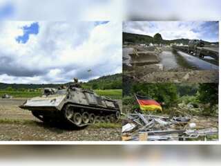 Germany's Dachs battle tank comes to the rescue to clear flood damage