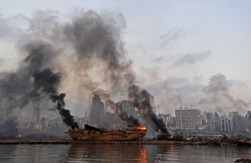 Ship in flames
