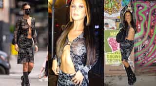 Bella Hadid’s two-buttons-only, barely-there sheer top is outrageously stylish