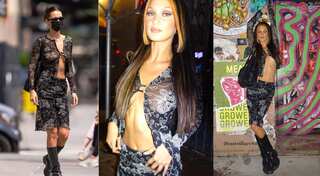 Bella Hadid’s two-buttons-only, barely-there sheer top is outrageously stylish