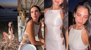 Dua Lipa’s multi-cutout vacay dress transports us to beachy days; pics