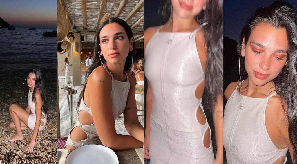 Dua Lipa’s multi-cutout vacay dress transports us to beachy days; pics